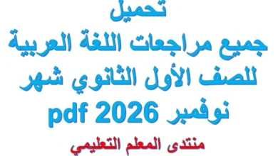 مراجعة اللغة العربية للصف الاول الثانوي شهر نوفمبر 2026 pdf